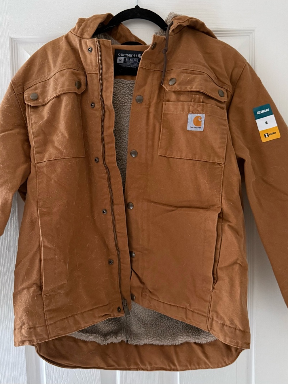 Vintage Carhartt Sherpa-Lined Hooded Work Jacket (Model OJ3826-M) – Size Medium
